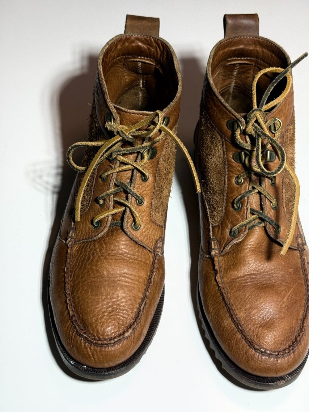 Vintage Bostonian Fantastic Double Leather Moccasins Leather Sole Mens Size 10 M